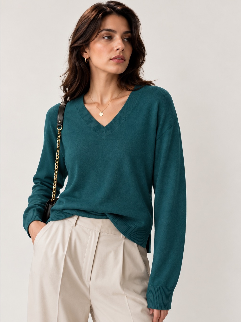 Banana Republic 100% Merino Wool V-Neck Sweater Green Size M